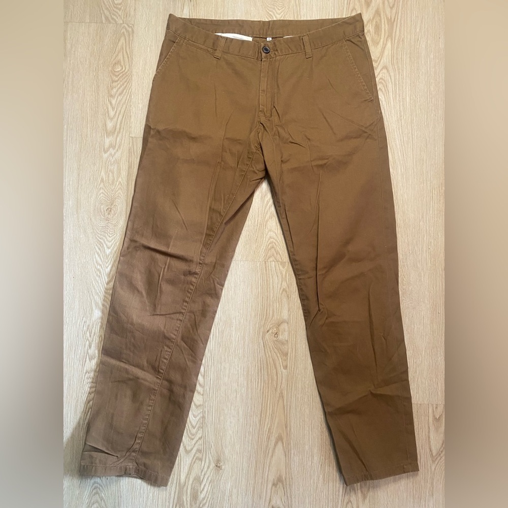 Classic Men’s Cotton Chinos Brown Everyday Essential Trousers Summer Casual